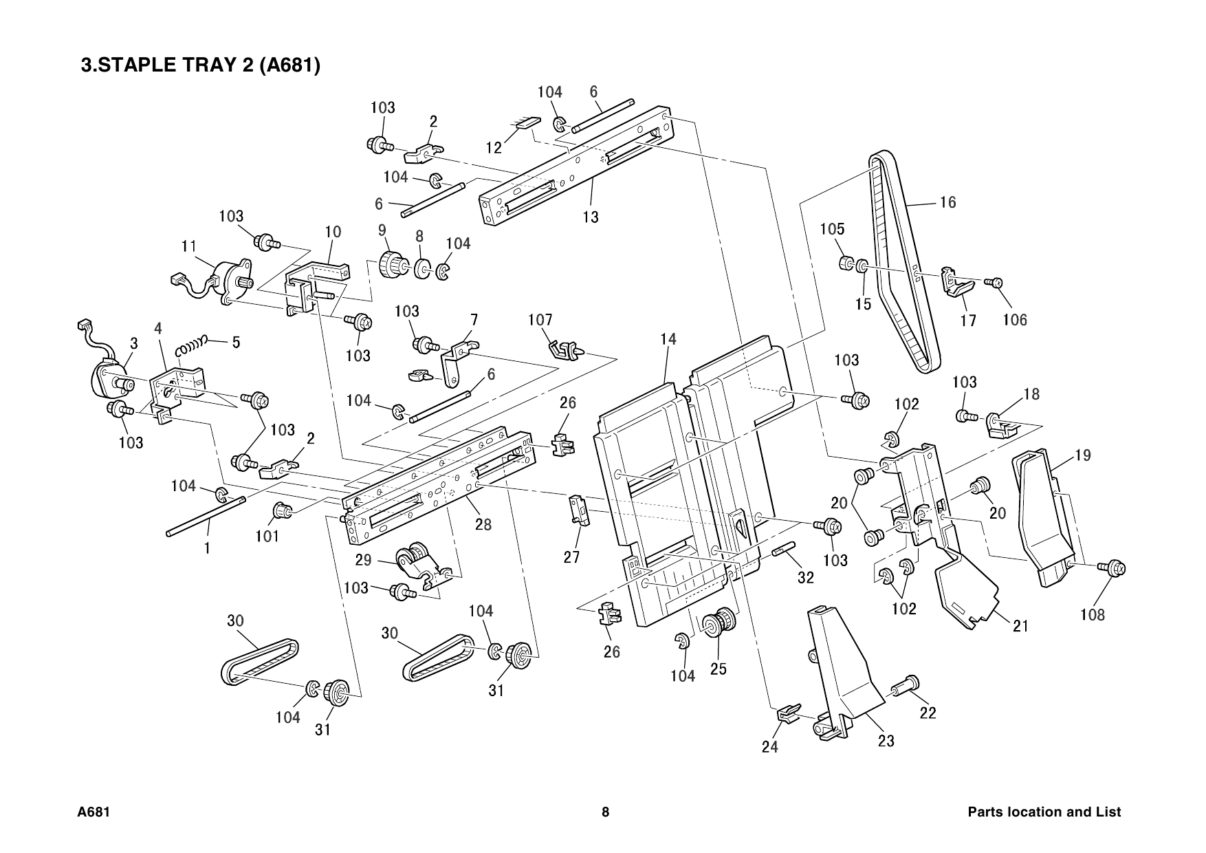 RICOH Options A681 FINISHER Parts Catalog PDF download-5